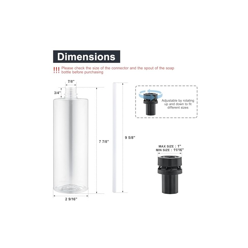 Updated Soap Dispenser Bottle for Kitchen Sink Bottle Replacement （500ML/17oz）
