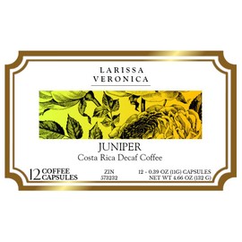 Juniper Costa Rica Decaf Coffee (Single Serve K-Cup Pods) (Gourmet, Naturally Flavored, Whole Coffee Beans) (12 pods, ZIN: 573232)