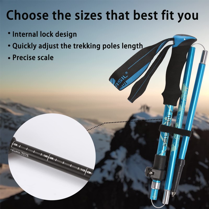 MULTIONS 2本セット 登山ストック 折りたたみ式5節 長さ調整可能 登山用ストック 軽量アルミ製 航空機品質 ウォーキングポール 登山杖