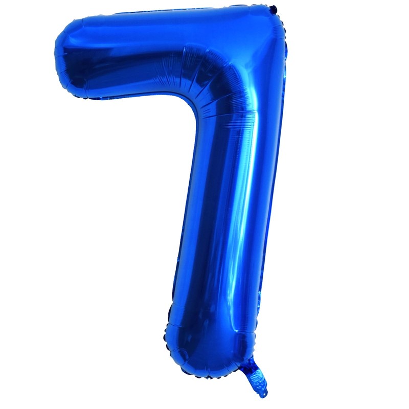 40 Inch Dark Blue Foil Number Balloons, Large 7 Number