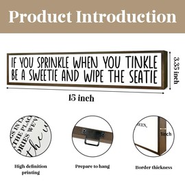 Funny Bathroom Wood Sign, Sprinkle a Tinkle Sign, Bathroom Humor Wood Box Sign, Funny Toilet Wood Decor Sign, If You Sprinkle While You Tinkle Please Be Neat Wipe the Seat! Tiered Tray Sign