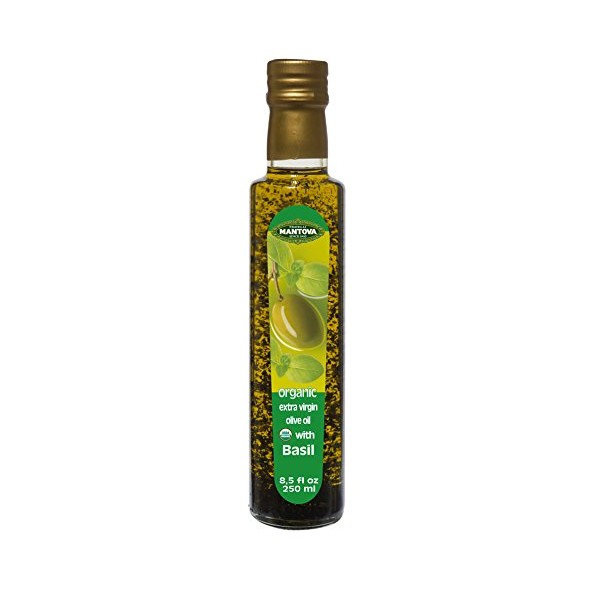 Mantova Basil Organic Flavored Extra Virgin Olive Oil 8.5 Oz, (pack of 2) infused with fresh basil brings the taste of summer to your table any time of the year.