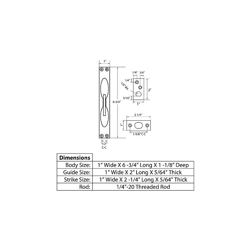 Cal Royal ULFB63410B Extension Flush Bolt, Oil Rubbed Bronze