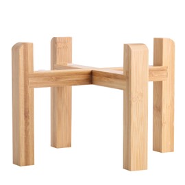 Addogyy Elevated/Raised Dog Bowl Wood Stand for Medium Large Breed,Dog Food Water Dish Holder, 8 in Non Slip Porcelain Pet Bowl Stand Extra Big Height 6.29" Tall