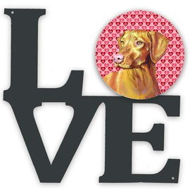 Caroline's Treasures Vizsla Hearts Valentine's Day Portrait Metal Artwork Love Wall-Decor, Multicolor