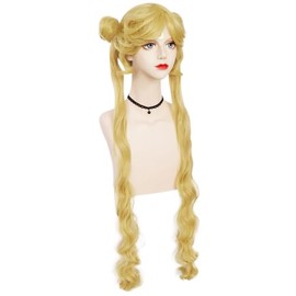 Peluca De Cosplay Con Coletas Largas Y Dobles Para Mujeres Y Niñas (Rubia)