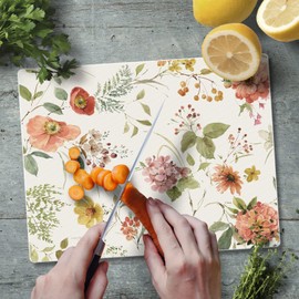 CounterArt Blessed by Nature Decorative 3mm Heat Tolerant Tempered Glass Cutting Board 10" x 8" Manufactured in the USA Dishwasher Safe