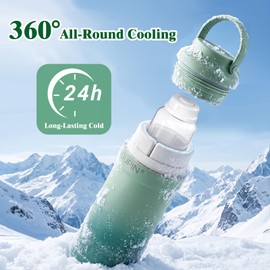 MQUPIN Portable Breast Milk Cooler Bottle 11oz Lightweight Cooling Breastmilk Storage Bottles Leakproof 100% BPA-Free Milk Cooler for Breastmilk 24 H &360° Cool Keeps Fresh for Outdoor Travel (Green)