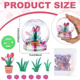 Blueweenly 24 Set Mother's Day Snow Globe Craft Kit for Kids Bulk Mother's Day Flower Glitter Snow Globe Craft Kit with Flowers Foam Glitter Plastic Globes for DIY Classroom Daycare Mother's Day Gifts