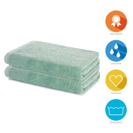 Lavea Bath Towels Set of 2, 60 x 120 cm, Soft and Absorbent 100% Cotton Towels, Eucalyptus, Oeko-Tex 100 Certified, with Hanging Loops, Washable at 60 Degrees, Wellness Bath Towels