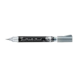 Pentel XGFH-DZ Glitter Brush Pen, Dual Metallic, Blush Silver, Set of 5