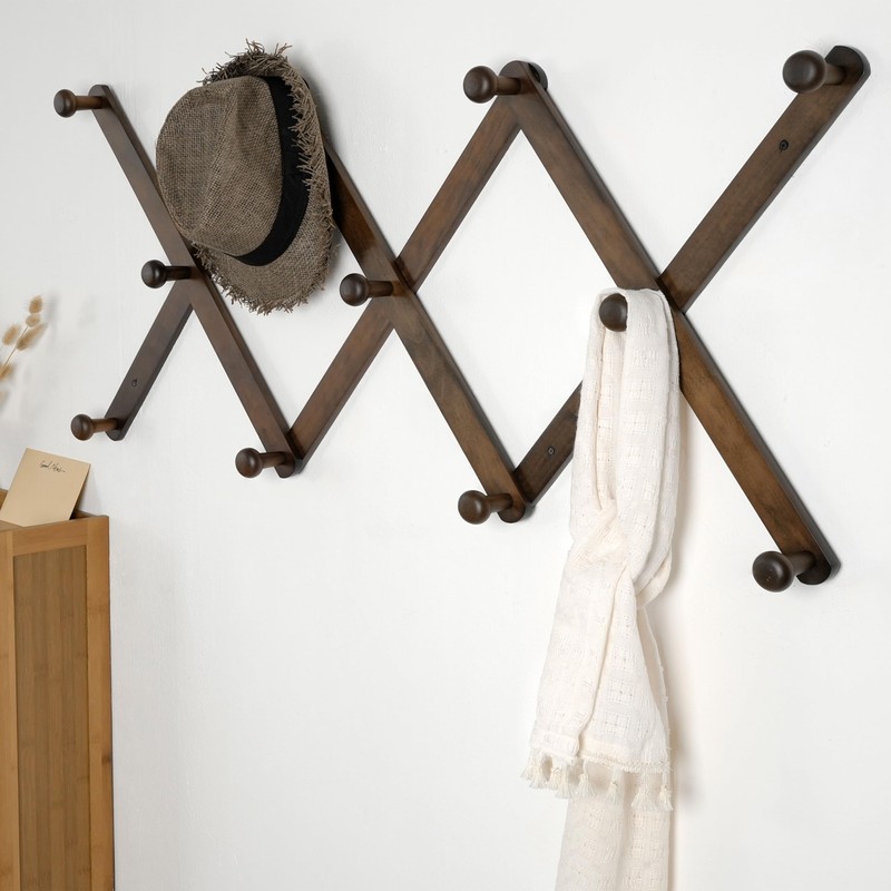 SKOLOO Wooden Wall Hat Rack, Large Accordion Wall Hanger, Modern,