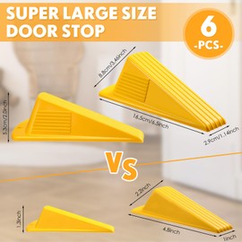 Frienda 6 Pcs Jumbo Door Stoppers Heavy Duty Door Stopper Tall up to 2inch Tall Wedge TPR Large Wedge Stackable Big Rubber Doorstop for Hotel Carpet Hardwood Concrete and Tile (Yellow)