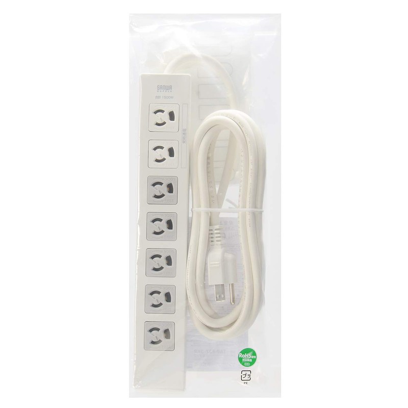 Sanwa Supply TAP-F37-3KR Power Strip 5 Interlocking Concentrated Switch +