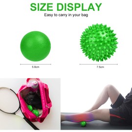 URAQT Fascia Ball, Set of 2 Small Hedgehog Balls, Hard, Fascia Massage Ball with Nubs, Massage Balls for Treating Muscle Tension, Hedgehog Balls, Massage Ball for Feet, Back, Neck, Hands (Green)