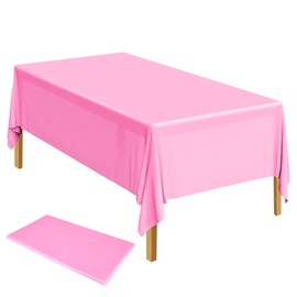 ELECLAND Pink Plastic Table Cover 137 x 274 cm Baby Pink Plastic Tablecloth Rectangle Table Covers for Indoor or Outdoor Baby Shower, Wedding, Birthday Party Decorations