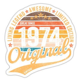 Spreadshirt Original Since 1974 50th Birthday Gift Idea Sticker, 10 x 10 cm, Matt White