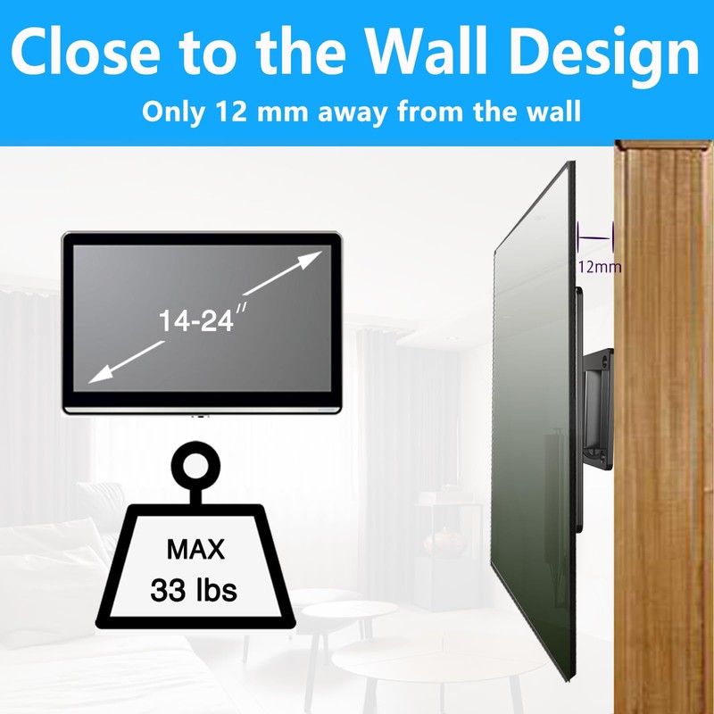 TETVIK Monitor Wall Mount Most 14-24“ TVs Computer Universal Low