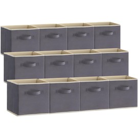 Lifewit Paquete de 12 Cajas de Almacenamiento de Cubos Plegables, Cestas organizadoras Decorativas de Tamaño Mediano, Cajas Almacenaje Ropa Abiertos  