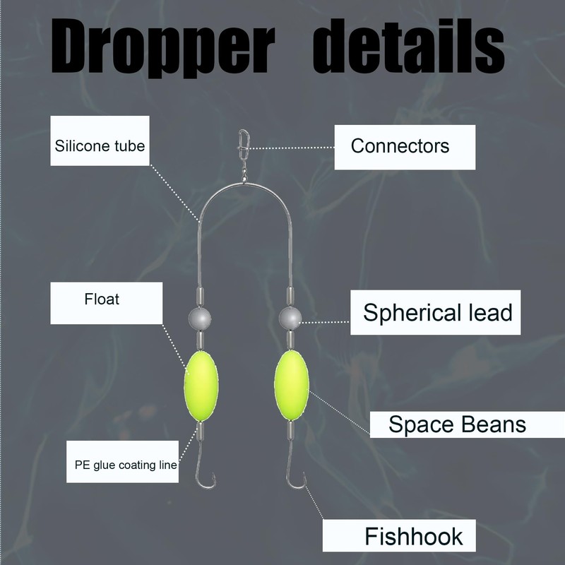 CHAOTEMAI Pack of 5 Double-Hook Reverse Bottom Rig, Double Hook