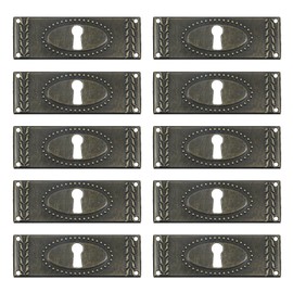 T Tulead Keyhole Cover Lock Escutcheon Plate Iron Rectangular Keyholes Cover for Drawers, Doors, Tables, Closets, 10 Pcs, Bronze, with Screws