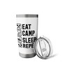 Eat Camp Sleep Repeat Simple Basic Tent Camping Icons Stainless