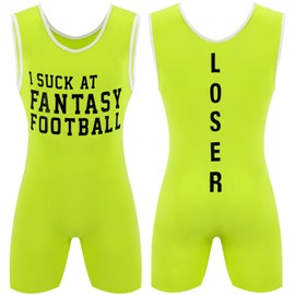 Jeere Fantasy Football Loser Singlet I Suck at Fantasy Football Vest Embarrassing Loser Award Funny Award for Men Women (L) Fluorescent Green, Black