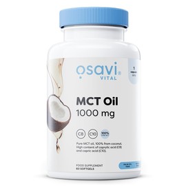 Osavi MCT Oil 1000mg – 60 Softgels | High Concentration of Caprylic (C8) and Capric (C10) Acids | 100% Coconut Oil, Palm Oil Free | Eco–Friendly BioPET Packaging