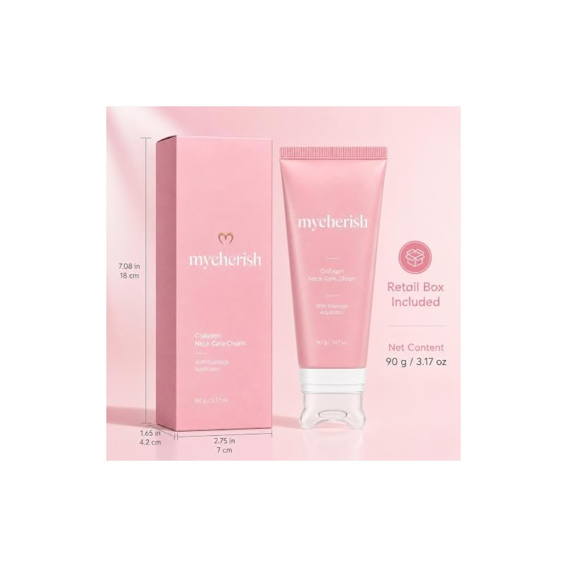 Crema para el Cuello mycherish FBLCLAFGP PDRN Colágeno con Aplicador