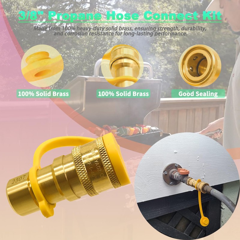 Upgraded 3/8 Inch Natural Gas Quick Connect Fittings Set -