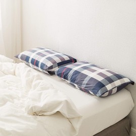 SUSYBAO Blue Tartan Pillowcases Queen Size 100% Cotton Set of 2 Navy Plaid Pillow Cases Envelope Closure End Striped Print Pillow Covers Decorative Pillow Protectors Soft Breathable (20 x 26 inch)