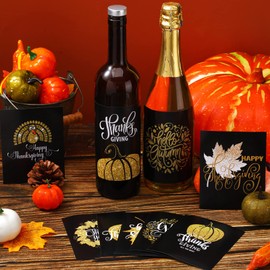 135 Pieces Thanksgiving Wine Bottle Labels Stickers Thanksgiving Self Adhesive Wine Bottle Stickers Wine Bottle Decorations Party Favor for Thanksgiving Party Wine Champagne Decoration Supplies