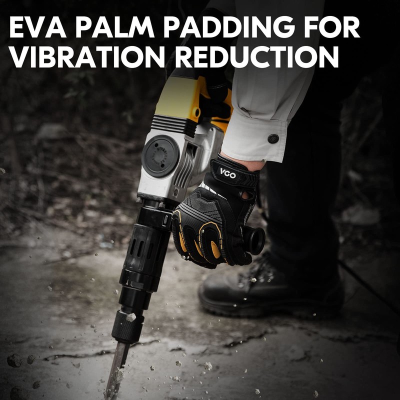 Vgo... 1-Pair HeavyDuty Synthetic Leather Work Gloves, Impact Protection Mechanic