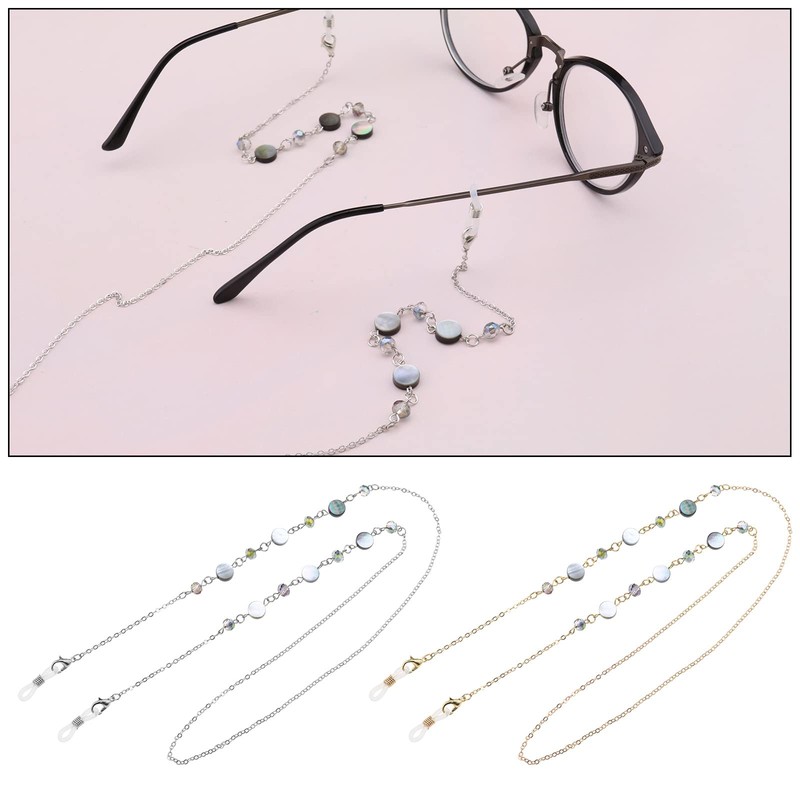 VGOL 2PCS Sunglass Chain Fashion Crystal Shell Eyeglass Chain Non-Slip