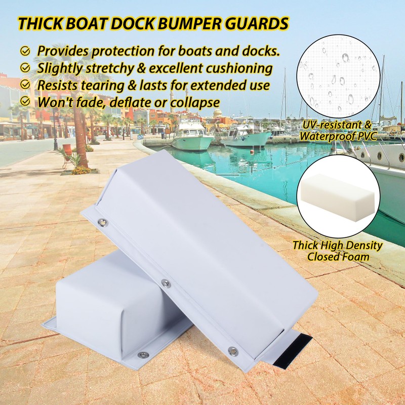 VEITHI Dock Bumper White,Dock Bumper Guard with Screws,Boat Dock Bumper