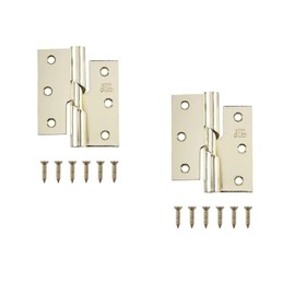 Brass Rising Butt Door Hinges Right Handed Steel 3 Inch Rising Butt Hinge Folding Door Hinge Folding Butt Door Hinges for Internal External Doors Solid Doors Square Corners 1 Pair