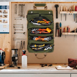 Tool Bag, Tool Roll Up Bag, Heavy Duty Tool Organizer for Men, Portable Roll Up Tool Bag Tool Roll Organizer For Mechanic, Electrician & Hobbyist, Car Camping Gear -Green