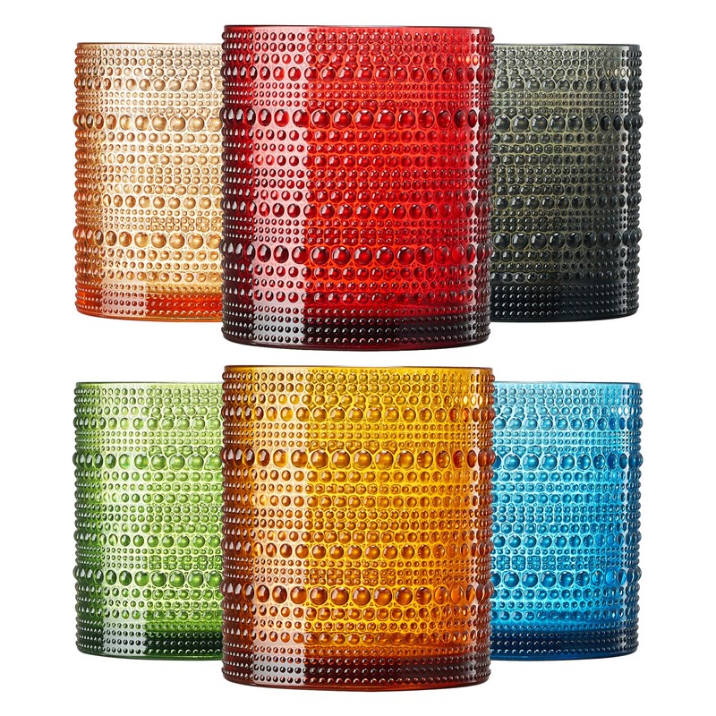 Khen Plastic Hobnail Drinking Glasses Set of 6 Neutral Tones