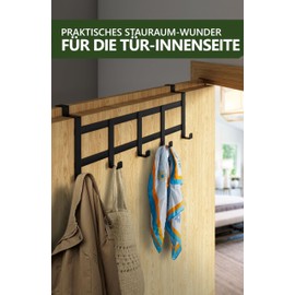 4smile Door Coat Rack for Hanging Inside - Black Door Coat Rack for Back Door with Non-Slip and Felt Pads - Space Saving Door Hooks as Coat Hooks Door Inside