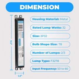 OHLECTRIC Replacement for ICN-3P32-SC 1,2 & 3 Lamp - T8 Fluorescent Electronic Ballast - 120-277V - Standard and Energy Efficient Ballasts- Instant Start - Standard Ballasts - OL-47006