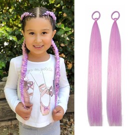 Purple Pink Blended Ponytail With Rubber Band Synthetic Tinsel Hair Pieces for Women Girls Accessories Braiding Pony tail Extension Rave Wacky Crazy H