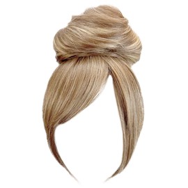 Kim Kimble Sleek Style Bun & Bangs Hairpiece With Face Framing Fringe With Longer Side Pieces by Hairuwear, MC25/88SS Honey