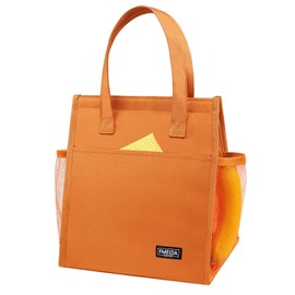 Fmeida Insulated Lunch Bag Women, 9L Large Lunch Bags with Multiple Pockets, Reusable Thermal Cooler Tote for Work, Office, Picnic, Travel | Hook and Loop Closure, Orange
