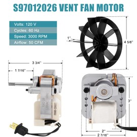 S97012026 Fan, 696N-R02 B Unit Motor for Broan 688-K, 688-J, 688-H, 663-H, 663, 688, 678, 659, 670, 688-G Model, Nutone 695-R02 B, 695-R03 B, 696N-R01 B Bathroom Exhaust Fan Replacement Motor, 50CFM