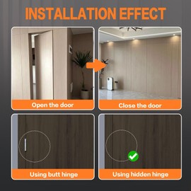 MENGSHI Hidden Door Hinges Ultra-Thin Invisible Hinge for Secret Door Heavy Duty Concealed Hinges Adjustable Butt Hinges 2 Pack - Black