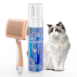 Cat Waterless Shampoo with Brush - No Rinse Safe Licking Foam, Reduce Shedding & Dander, Hypoallergenic for Kittens/Senior Cats, Quick Dry Grooming & Odor Control, Dry Shampoo pH Balanced (7 oz)