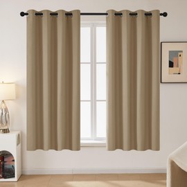 Deconovo Deconovo Super Soft Eyelet Blackout Curtains Thermal Insulated Energy Saving Curtains for Bedroom, 66 x 54 Inch, Mocha, 2 Panels