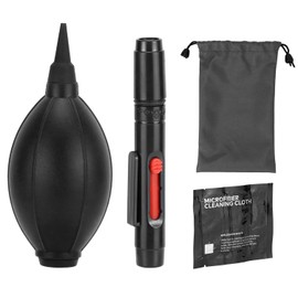 QWORK Camera Lens Cleaning Kit - 4-in-1 Includes Lens Cleaning Pen, Microfiber Cloths, Air Blower - Compatible with Sony, Nikon, Canon, DSLR Cameras & Cell Phones