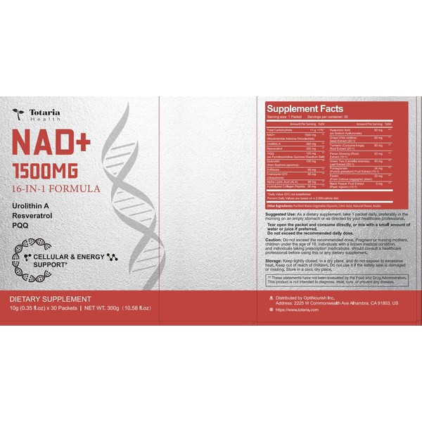 NAD Liquid Supplement 1500mg, Extra Strength NAD+, Resveratrol, Urolithin A,