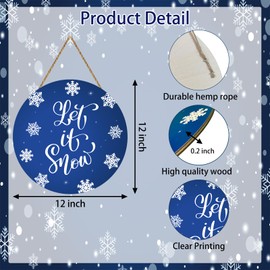Winter Decorations for Home Winter Wreaths for Front Door Snowflake Blue Door Decorations Let It Snow Sign Snowflake Wreath Wall Decor Wooden Front Door Hanger for Front Door Wall Indoor Home Decor